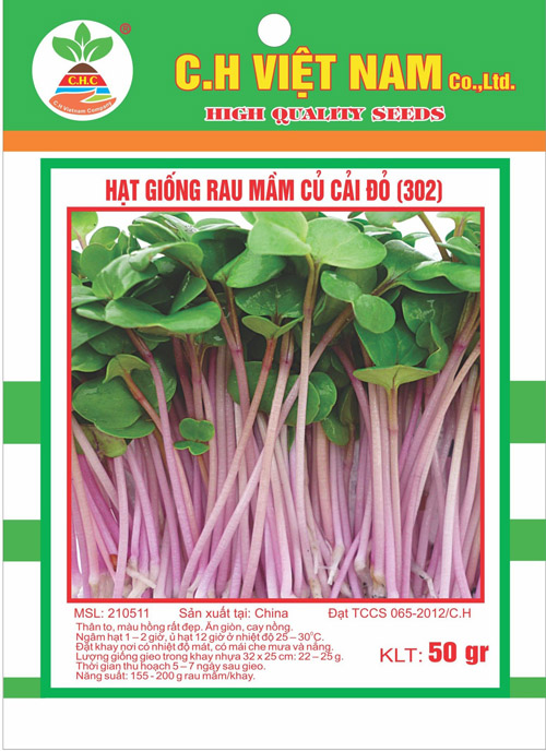 Hạt giống rau mầm củ cải đỏ - Hạt Giống Cây Trồng C.H Việt Nam - Công Ty TNHH C.H Việt Nam