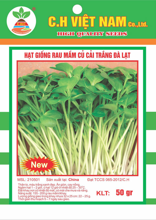Hạt giống rau mầm củ cải trắng Đà Lạt - Hạt Giống Cây Trồng C.H Việt Nam - Công Ty TNHH C.H Việt Nam
