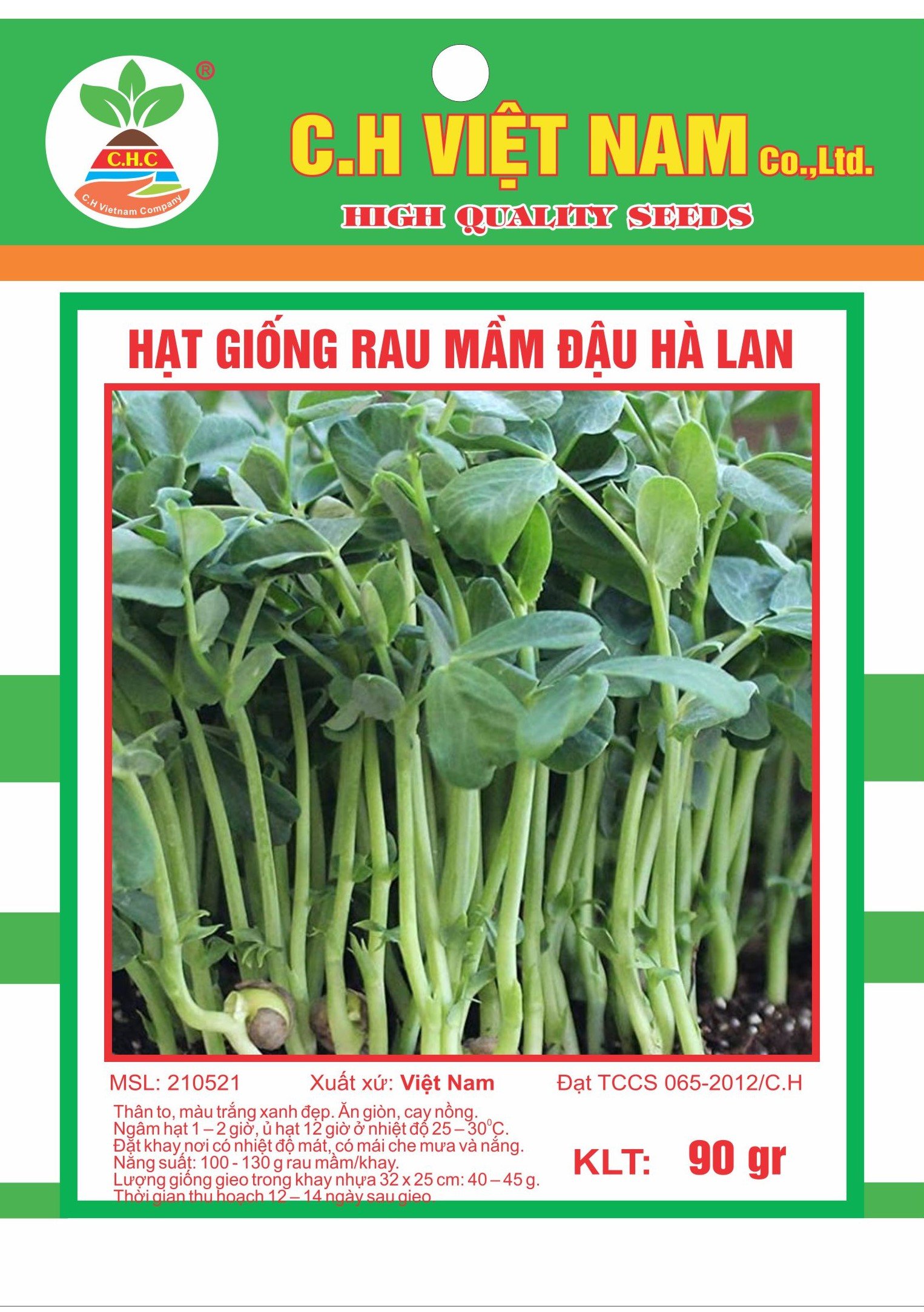 Hạt giống rau mầm đậu Hà Lan - Hạt Giống Cây Trồng C.H Việt Nam - Công Ty TNHH C.H Việt Nam