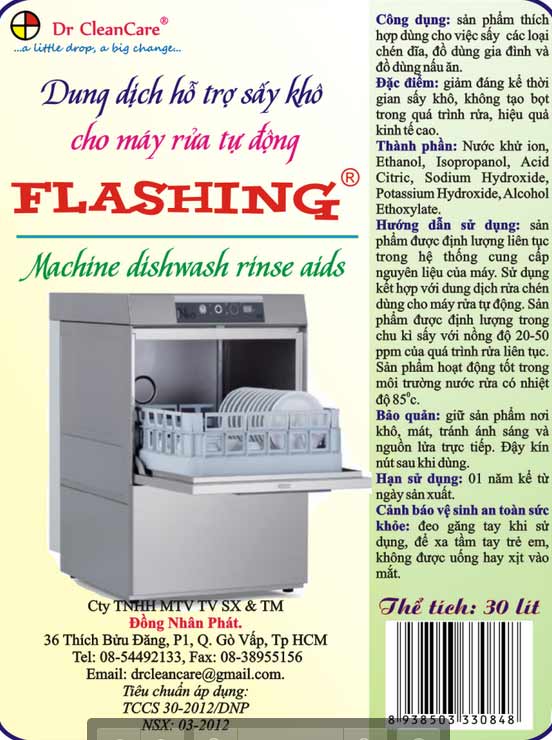 Dung dịch hỗ trợ sấy khô cho máy rửa tự động