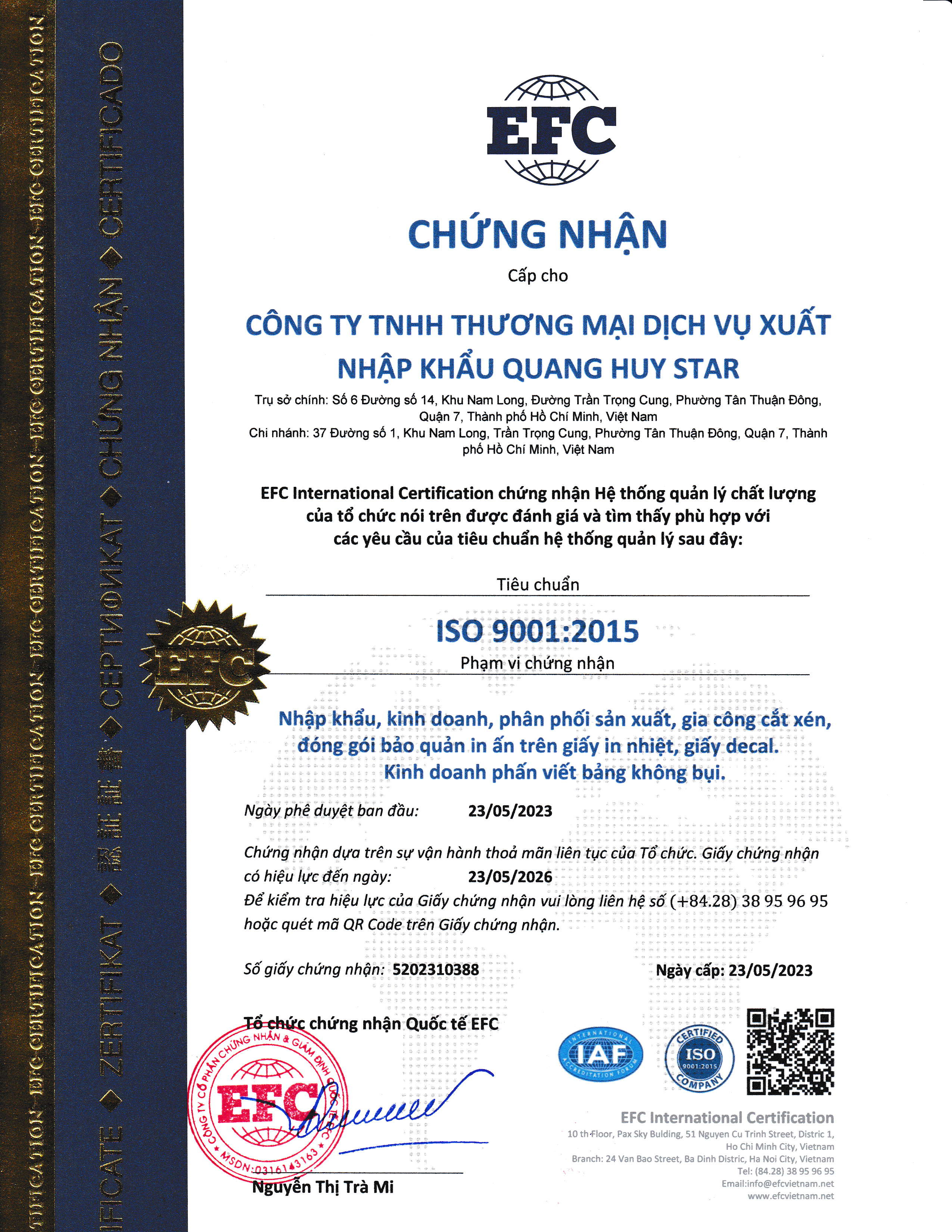 Chứng nhận ISO 9001:2015
