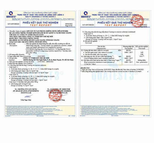 Phiếu kết quả thử nghiệm