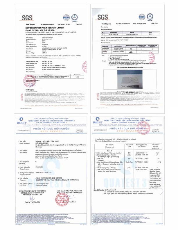 Phiếu kết quả thử nghiệm