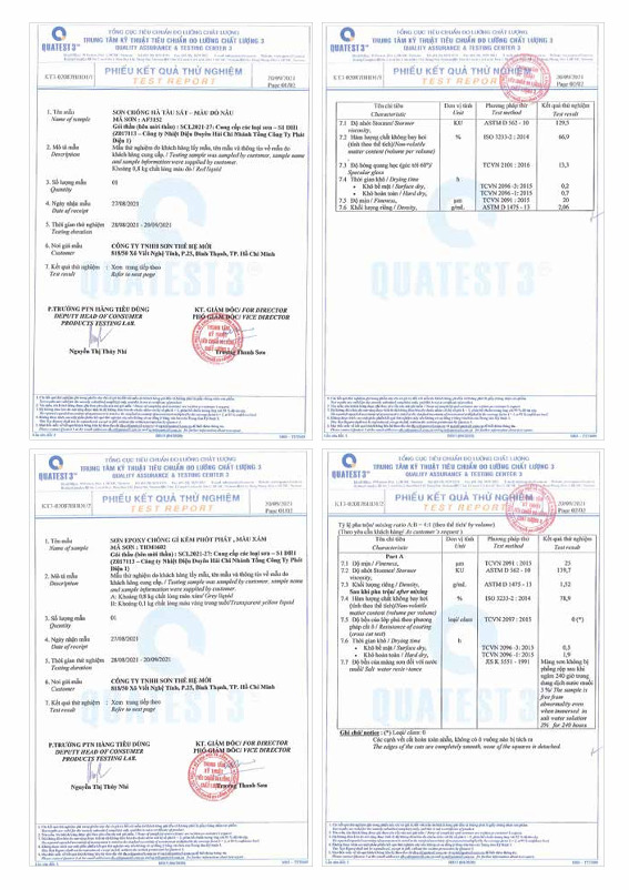 Phiếu kết quả thử nghiệm