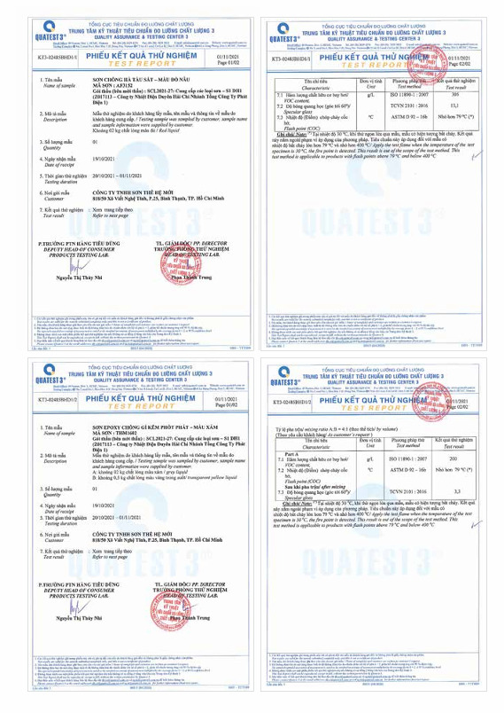 Phiếu kết quả thử nghiệm