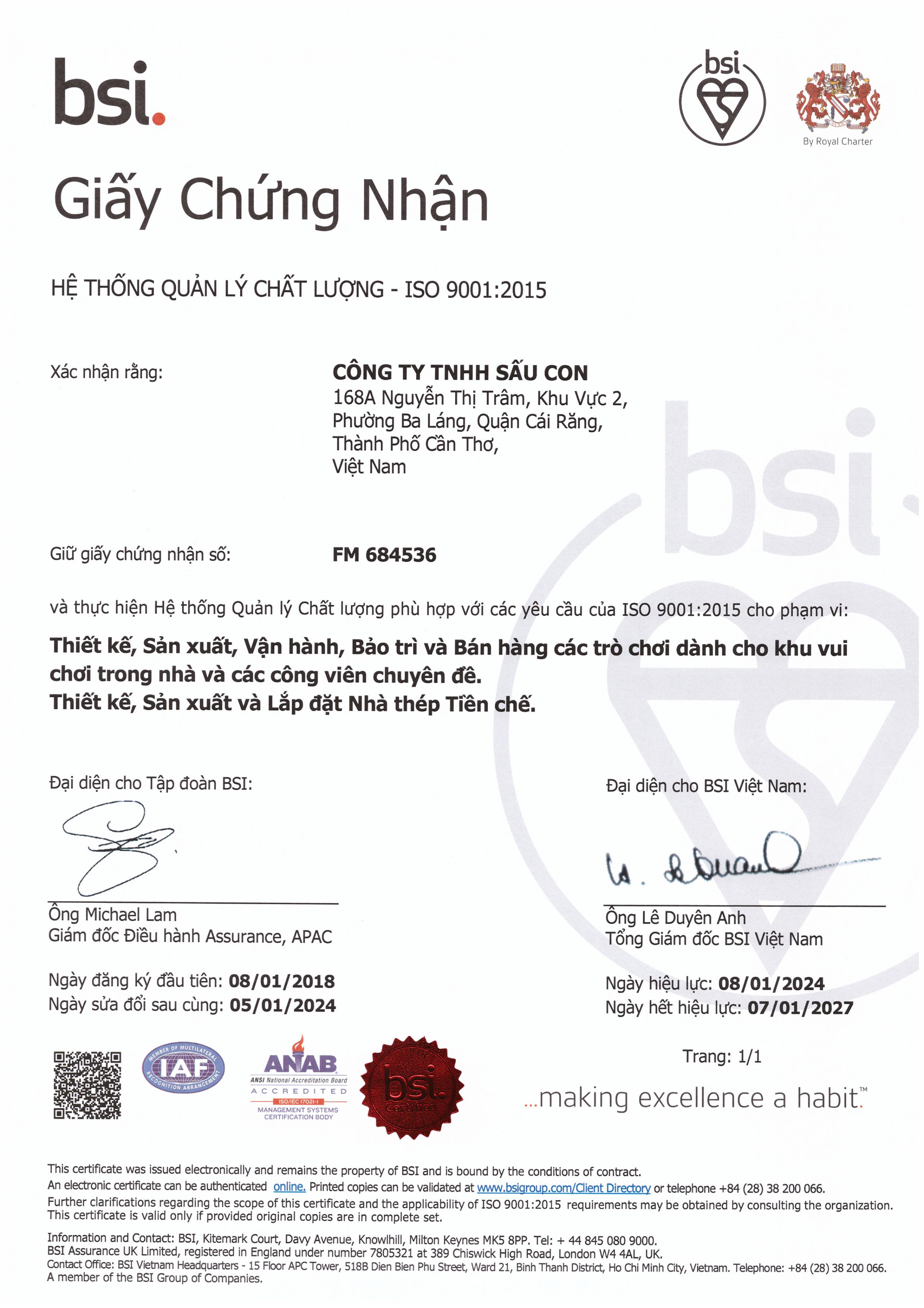 Chứng nhận ISO 9001:2015