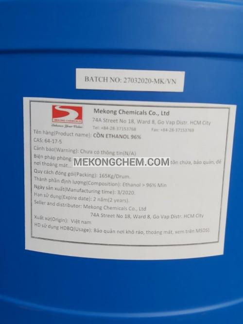 Ethanol 96% - MEKONG CHEMICALS - Công Ty TNHH Hóa Chất Mê Kông