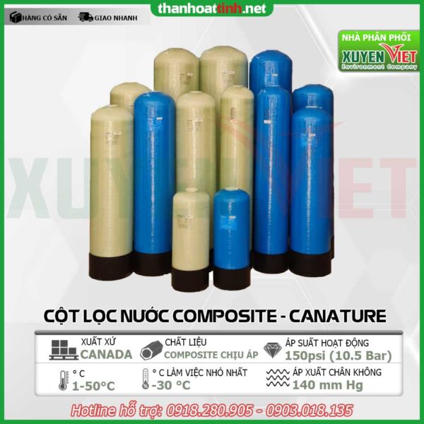 Cột lọc nước Composite Canature - Vật Liệu Lọc Nước Xuyên Việt - Công Ty TNHH Môi Trường Xuyên Việt