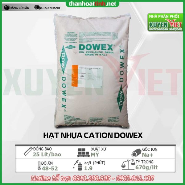 Hạt nhựa Cation Dowex - Mỹ - Vật Liệu Lọc Nước Xuyên Việt - Công Ty TNHH Môi Trường Xuyên Việt