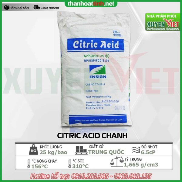 Hóa chất Axit Citric chanh - Vật Liệu Lọc Nước Xuyên Việt - Công Ty TNHH Môi Trường Xuyên Việt