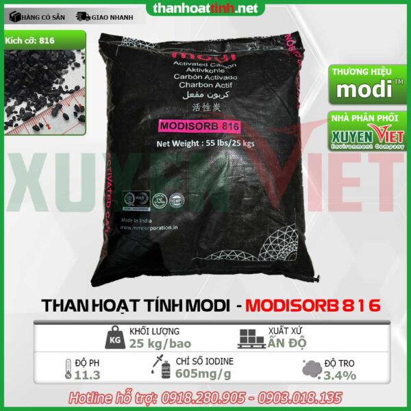 Than hoạt tính Modi Ấn Độ dạng hạt 816 - Vật Liệu Lọc Nước Xuyên Việt - Công Ty TNHH Môi Trường Xuyên Việt
