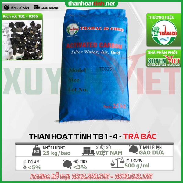 Than hoạt tính Trà Bắc (TB1-TB4) - Vật Liệu Lọc Nước Xuyên Việt - Công Ty TNHH Môi Trường Xuyên Việt