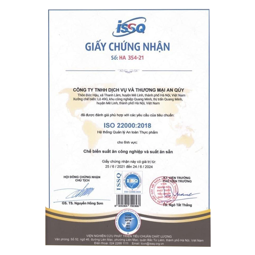 Chứng nhận ISO 22000:2018