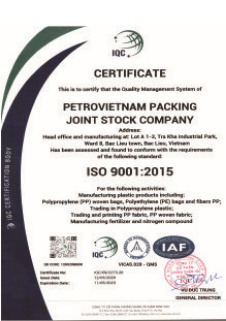 Chứng nhận ISO 9001:2015 - Công Ty Cổ Phần Bao Bì Dầu Khí Việt Nam