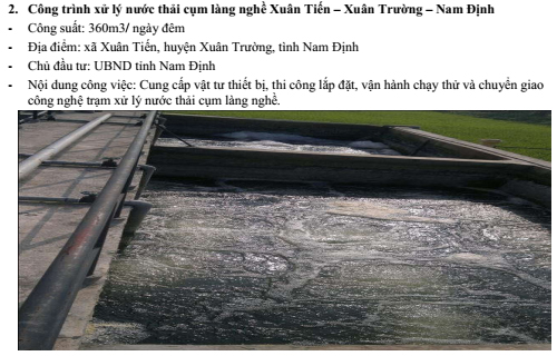 Công trình xử lý nước thải cụm làng nghề Xuân Tiến, Xuân Trường, Nam Định - Vật Tư Ngành Nước Lộc Đức - Công Ty TNHH Một Thành Viên Lộc Đức