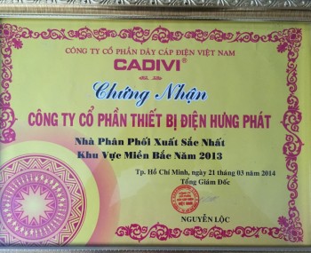 Chứng nhận & giải thưởng - Thiết Bị Điện Hưng Phát - Công Ty Cổ Phần Thiết Bị Điện Hưng Phát