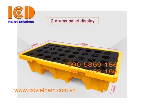 Pallet nhựa chống tràn dầu PLNCTD-13066-1LK - Pallet Nhựa ICD - Công Ty TNHH Sản Xuất Công Nghiệp ICD Việt Nam