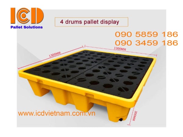 Pallet nhựa chống tràn dầu PLNCTD-1313-1LK - Pallet Nhựa ICD - Công Ty TNHH Sản Xuất Công Nghiệp ICD Việt Nam