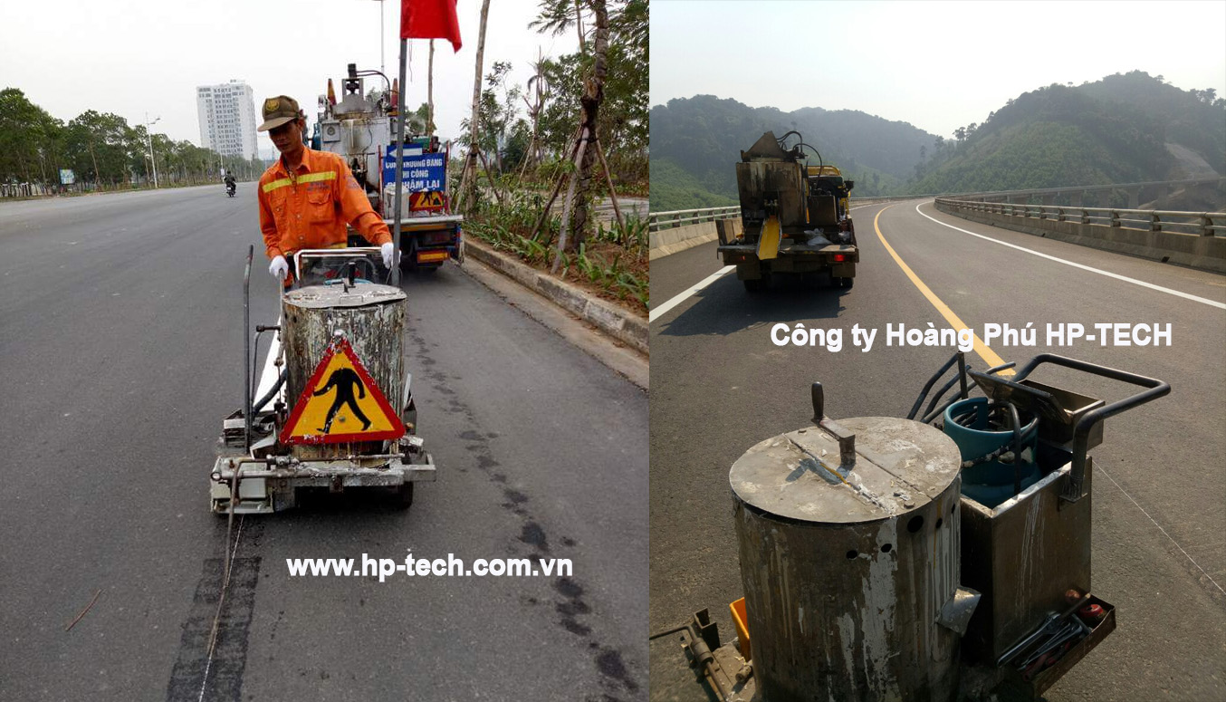 Sơn vạch kẻ đường - Trang Thiết Bị An Toàn Giao Thông HP-TECH  - Công Ty Cổ Phần  Tư Vấn Kỹ Thuật Công Nghệ Thương Mại Hoàng Phú