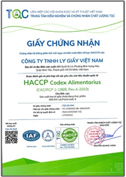 Chứng nhận HACCP - Ly Giấy Việt Nam - Công Ty TNHH Ly Giấy Việt Nam