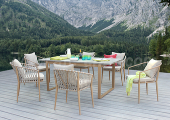 Bàn ghế ăn dây dù dẹt khung nhôm 6 chỗ RADS-239