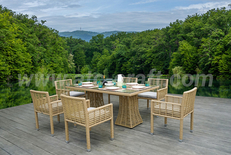 Bàn ghế ăn giả tre 6 chỗ ngoài trời RADS-242