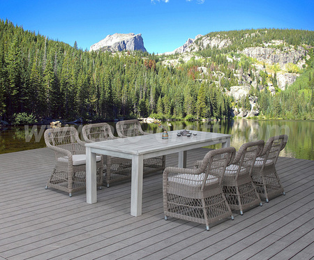 Bàn ghế ăn mây nhựa ngoài trời 6 chỗ RADS-253