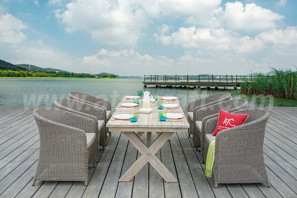 Bộ bàn ăn mây nhựa 6 ghế sofa RADS-250
