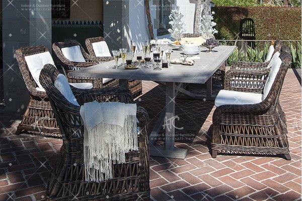 Bộ bàn ăn mây nhựa 8 ghế ngoài trời RADS-147