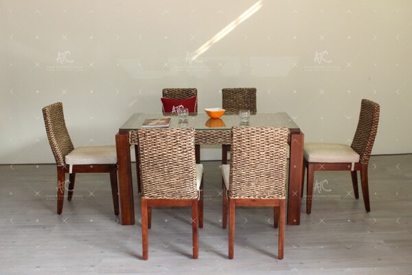 Bộ bàn ghế ăn lục bình 6 ghế WADI-058