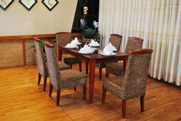 Bộ bàn ghế ăn lục bình 6 ghế WAIS-028