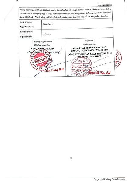 MSDS giấy chipboard - bìa cứng