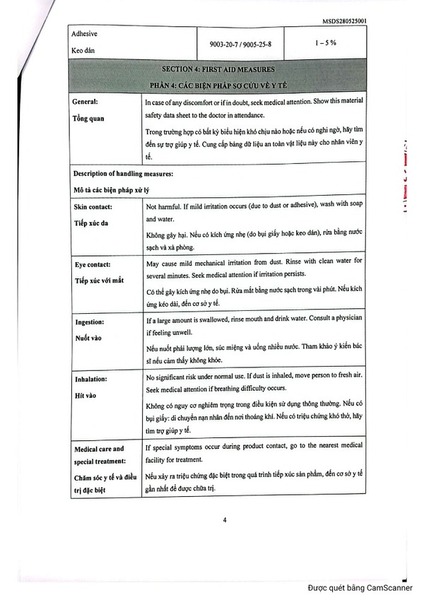 MSDS giấy chipboard - bìa cứng