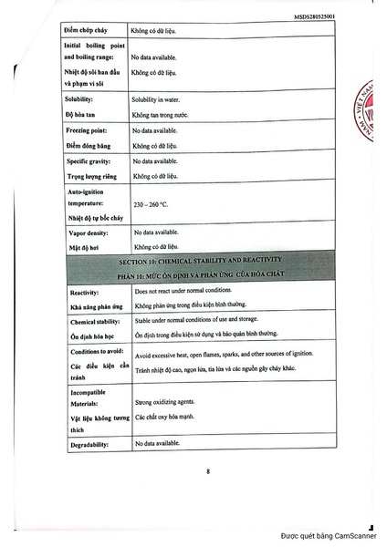 MSDS giấy chipboard - bìa cứng