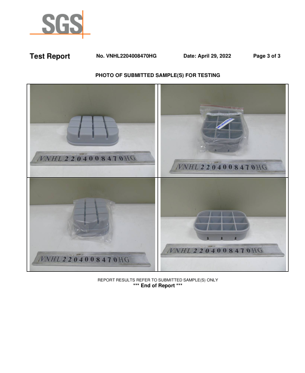 Kết Quả Kiểm Nghiệm SGS – Khay 12 Ngăn - Silicone C.E.S Việt Nam - Công Ty Cổ Phần Giải Pháp Kỹ Thuật C.E.S Việt Nam