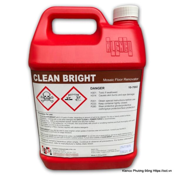 Klenco Clean Bright 5L - Hóa Chất Phương Đông - Công Ty Cổ Phần Vật Liệu Xây Dựng Thương Mại Phương Đông