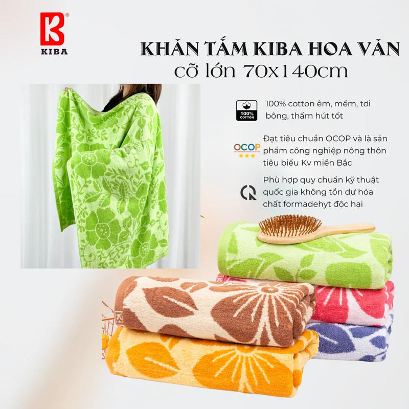 Khăn tắm hoa văn cỡ lớn KIBA