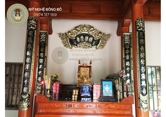 Bộ cuốn thư câu đối đồng vàng 152cm