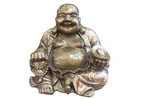 Tượng Di Lặc đồng đỏ khảm ngũ sắc
