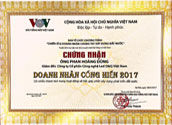 Chứng nhận doanh nhân cống hiến 2017 - Led D&Q Việt Nam - Công Ty Cổ Phần Công Nghệ Led D&Q Việt Nam
