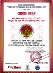 Chứng nhận thương hiệu việt tiêu biểu - Led D&Q Việt Nam - Công Ty Cổ Phần Công Nghệ Led D&Q Việt Nam