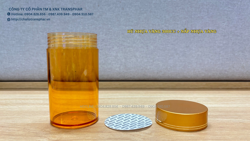 Bộ hũ nhựa vàng 300cc - Chai Thủy Tinh TRANSPHAR  - Công Ty Cổ Phần Thương Mại Và Xuất Nhập Khẩu TRANSPHAR