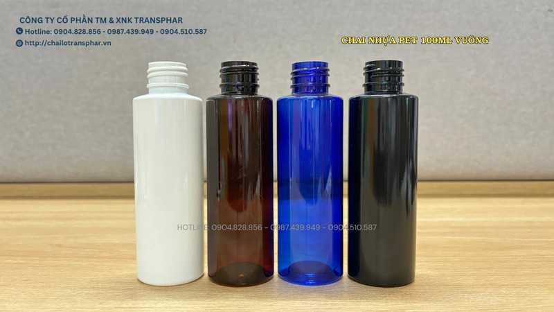 Chai nhựa PET 100ml vuông 24 - Chai Thủy Tinh TRANSPHAR  - Công Ty Cổ Phần Thương Mại Và Xuất Nhập Khẩu TRANSPHAR