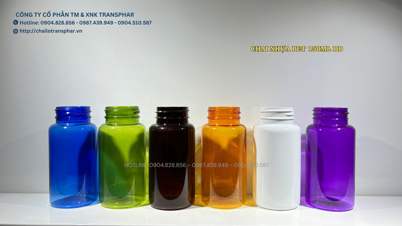 Chai nhựa PET 150ml DD cổ 38 - Chai Thủy Tinh TRANSPHAR  - Công Ty Cổ Phần Thương Mại Và Xuất Nhập Khẩu TRANSPHAR