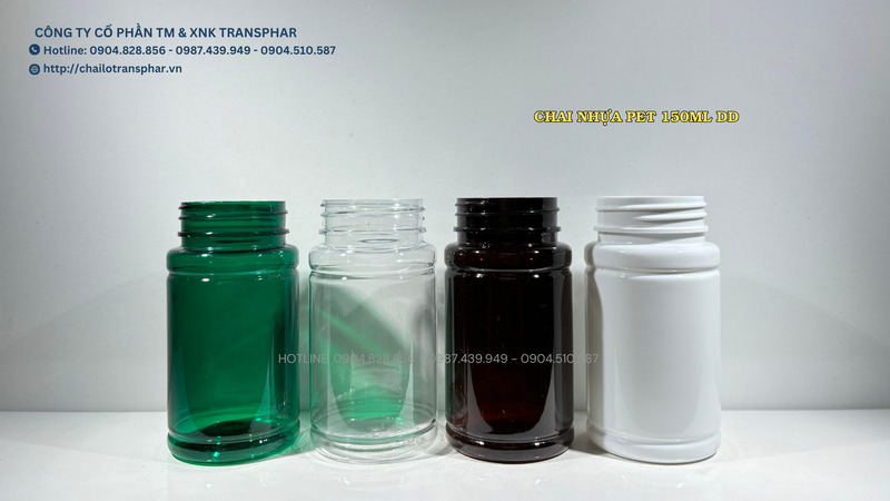 Chai nhựa PET 150ml DD cổ 45 - Chai Thủy Tinh TRANSPHAR  - Công Ty Cổ Phần Thương Mại Và Xuất Nhập Khẩu TRANSPHAR