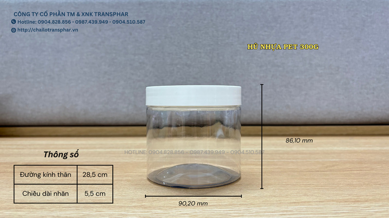 Hũ nhựa HDPE 300g - Chai Thủy Tinh TRANSPHAR  - Công Ty Cổ Phần Thương Mại Và Xuất Nhập Khẩu TRANSPHAR