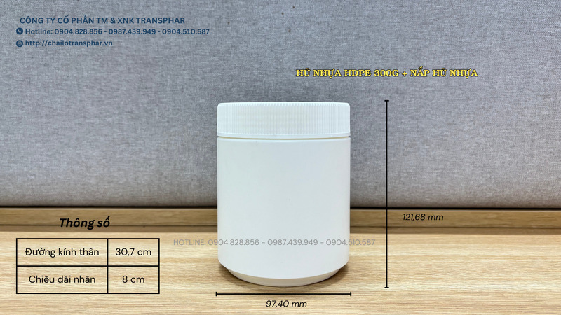 Hũ nhựa HDPE 300g - Chai Thủy Tinh TRANSPHAR  - Công Ty Cổ Phần Thương Mại Và Xuất Nhập Khẩu TRANSPHAR