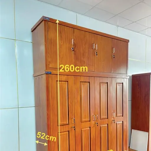 Tủ 4 buồng kèm tủ nóc 2x2,6m - Tủ Thép Vân Gỗ Hà Nội - Công Ty TNHH SX & XNK Goldsun Việt Nam