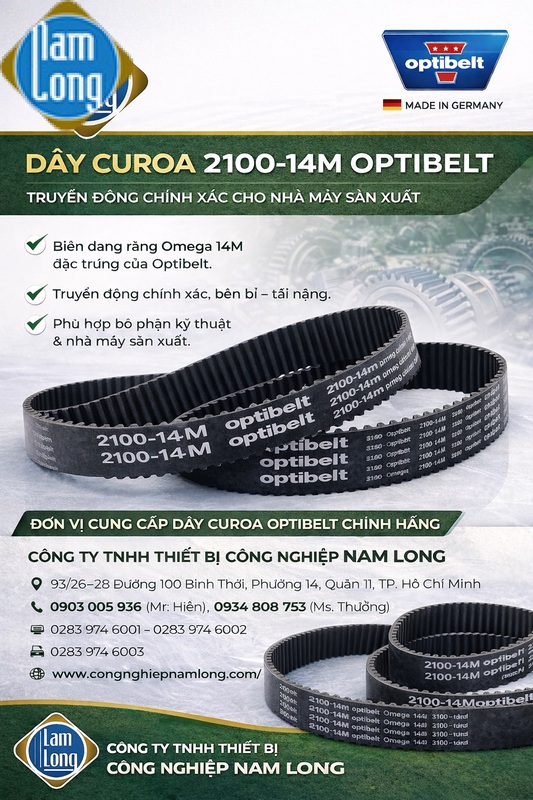 Dây curoa 2100-14M Optibelt - Dây Curoa Nam Long - Công Ty TNHH Thiết Bị Công Nghiệp Nam Long