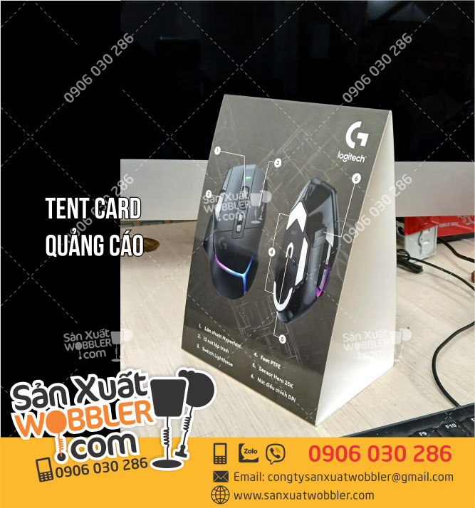 Mẫu Tent card sản phẩm Logitech - In ấn Quảng Cáo Quang Hưng - Công Ty TNHH Một Thành Viên In ấn Quang Hưng